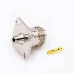 Flange Mount Connector Type N Female Straight 4 Hole Flange Solder for Semi-rigid 141