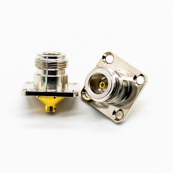 Flange Mount Connector Type N Female Straight 4 Hole Flange Solder for Semi-rigid 141