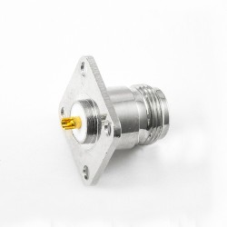 Flange Mount Type N connector Female Straight 4 Hole Flange Solder for Cable