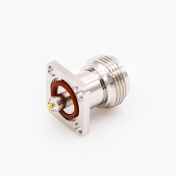 Hermetic Connector N-type Welding Plate 4 Hole Flange Straight Female Solder for PCB Mount