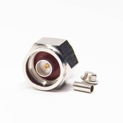 Hexagonal N Connector Male Right Angled Crimp Type for Coaxial Cable
