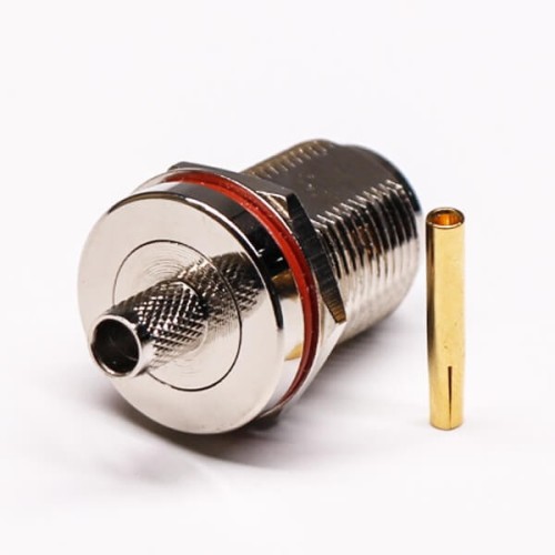 N Bulkhead Connector Jack 180 Degree Crimp Type Waterproof