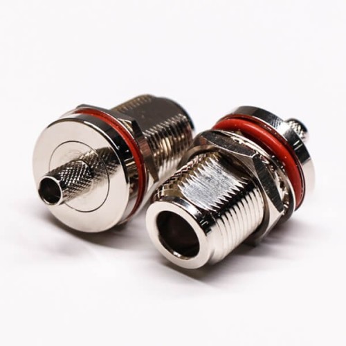 N Bulkhead Connector Jack 180 Degree Crimp Type Waterproof