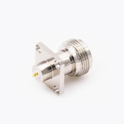 N Coax Connector Female Straight Welding Plate 4 Hole Flange Solder for PCB Mount