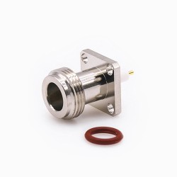 N Coaxial Connector Female Straight Welding Plate 4 Hole Flange Waterproof for PCB Mount