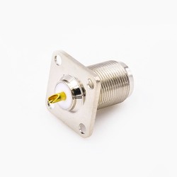 N Connector Coax Female Straight 4 Hole Flange Solder Cup for Cable
