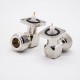 N Connector Female Right Angle PCB Mount Four Hole Flange Through Hole Nickel Plating