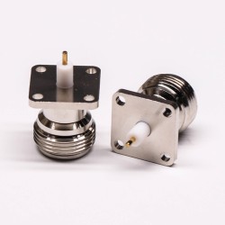 N Connector Flange Mount Female with 4 Hole Flange Extended PTFE