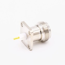 N Connector Jack (Female) Welding Plate 4 Hole Flange Straight Solder Cup for PCB Mount