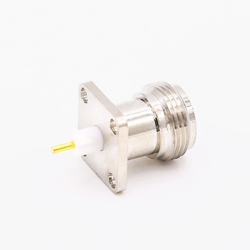 N Connector Jack (Female) Welding Plate 4 Hole Flange Straight Solder Cup for PCB Mount