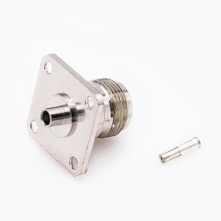 N Connector Soldering 4 Hole Flange Female Straight Solder for Semi-rigid 141 Cable