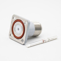 N Female 4 Hole Flange Panel Mount Coaxial RF Lightning Arrester Straight Connector