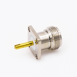 N Jack Type Connector Welding Plate 4 Hole Flange Straight Solder for PCB Mount