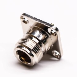 N Solder Type Female Straight 4 Hole Flange Solder Cup for Cable