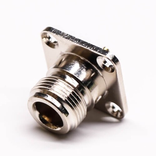 N Solder Type Female Straight 4 Hole Flange Solder Cup for Cable