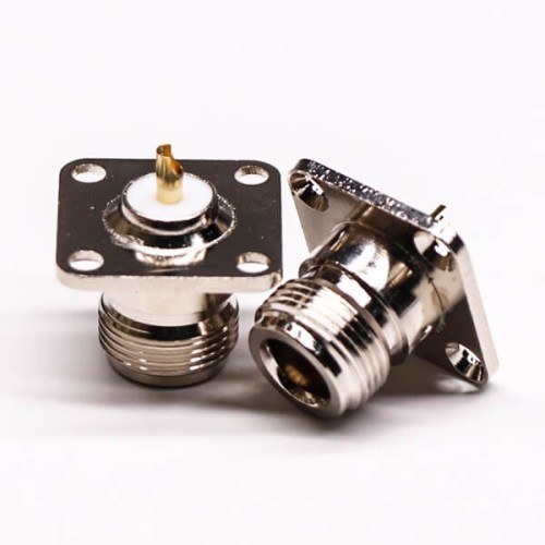 N Solder Type Female Straight 4 Hole Flange Solder Cup for Cable