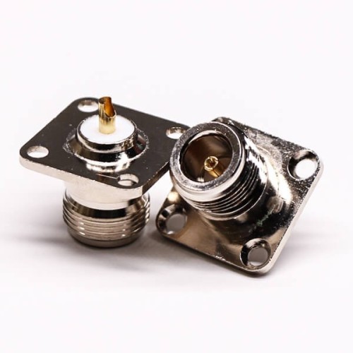 N Solder Type Female Straight 4 Hole Flange Solder Cup for Cable