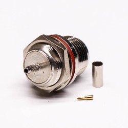 N Type Coaxial Cable Connector Straight 180 Degree Female Waterproof Crimp Type