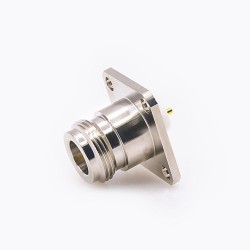 N Type Coaxial Connector Female Straight Welding Plate 4 Hole Flange Solder for PCB Mount