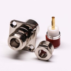 N Type Connector with Flange 4 Hole Female Clamp Type for Cable
