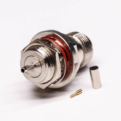 N Type Female Bulkhead Connector Socket 180 Degree Crimp Type