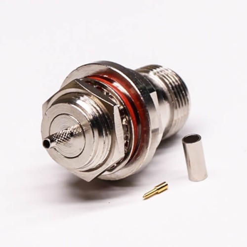 N Type Female Bulkhead Connector Socket 180 Degree Crimp Type