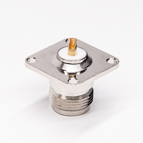 N Type Flange Connector 4 Hole Solder Type for Coaxial Cable