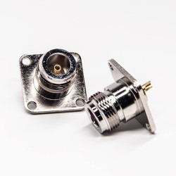 N Type Flange Connector 4 Hole Solder Type for Coaxial Cable