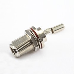 N-type Hermetic Connector Bulkhead Straight Female Crimp for RG58 RG142 SYV50-3