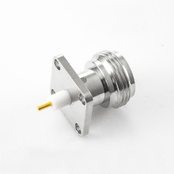 N Type Jack Straight Welding Plate 4 Hole Flange Solder for PCB Mount