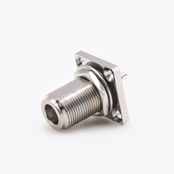 N Type Panel Mount Connector Bulkhead 4 Hole Flange Waterproof Female Straight Solder for Cable