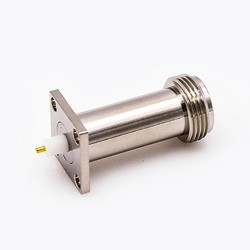 RF Type N Connector Welding Plate 4 Hole Flange Straight Female Solder for PCB Mount