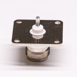 Solder N Type Connector Straight Female 4 Hole Flange Through Hole