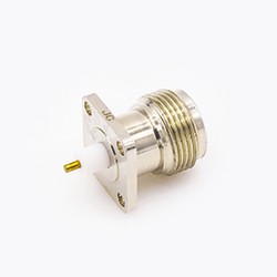 Type N Connector Jack Welding Plate 4 Hole Flange Straight Solder for PCB Mount