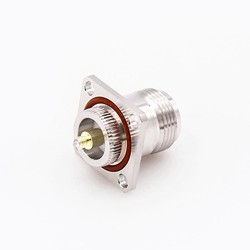 Type N Female Connector Straight Waterproof Welding Plate 4 Hole Flange Solder for Cable