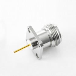 Type N Jack Straight Welding Plate 4 Hole Flange Solder for PCB Mount