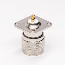 Type N Male Flange Mount Connector 4 Hole Straight Solder Type for Cable