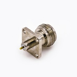 Type N RF Connector Welding Plate 4 Hole Flange Female Straight Solder for PCB Mount