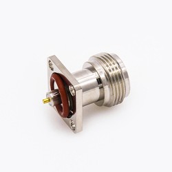 Waterproof Connector N Type Welding Plate 4 Hole Flange Straight Female Solder for PCB Mount