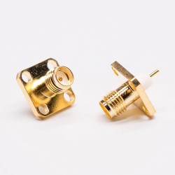 20pcs 4 Hole Flange SMA Connector Jack for Panel Mount with Extended PTFE