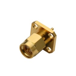 20pcs 4 Hole Flange SMA Connector Male for Panel Mount with Solder Pot