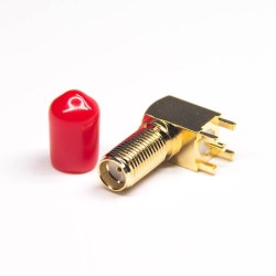 20pcs 50 Ohm SMA Female Connector 90 Degree DIP Type for PCB Mount with Dustproof Cap