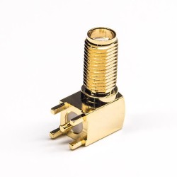 20pcs 50 Ohm SMA Female Connector 90 Degree DIP Type for PCB Mount with Dustproof Cap