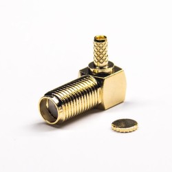 20pcs 90 Degree Female Connector SMA Right Angled Crimp Type Gold Plating