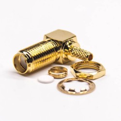 20pcs 90 Degree SMA Connector Female Cirmp Type Cable Blukhead Panel Mount