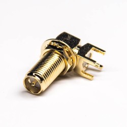 20pcs Angled SMA Connector Female front Bulkhead Through Hole for PCB Mount 50 Ohm