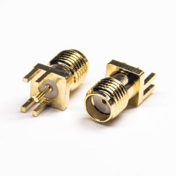 20pcs Edge Mount SMA Connector Straight Female Threaded Gold Plating for PCB Mount