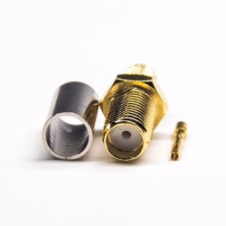 20pcs Female SMA Connector 180 Degree Golder Plating Crimp Type for Coaxial Cable RG58
