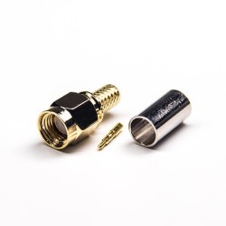20pcs RF Connector SMA Male Straight Crimp Type for Coaxial Cable Gold Plating