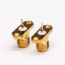 20pcs SMA 2 Hole Flange Connector 180 Degree Female Solder Cup for Cable